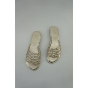 Seychelles Knotted Metallic Gold Slide Sandals Italian Leather Strappy  9.5